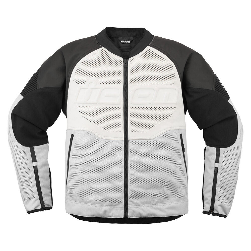 Icon Overlord3 CE Leather Jacket - White | Motorsport Freaks
